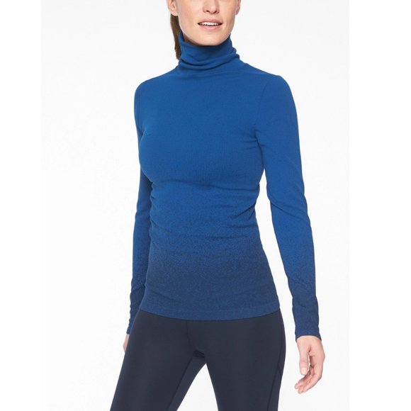 Athleta Flurry Base Layer Ombre Turtleneck Peacock Blue - Picture 1 of 5